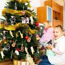 40 Pcs Music Christmas Ornaments Wooden Guitar Grand Piano Violin Saxophone Drum Instrument Gifts Xmas Tree Hanging Decorations for Christmas Birthday Music Party Home Decor Supplies