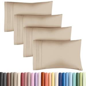 King Pillow Cases Set of 4 - Ultra Soft Hotel Quality Pillowcase Covers - Luxury Comfy Cozy Bedding for Women, Men, Kids & Teens - Machine Washable Pillow Protectors - 4 Pieces Set - King Size Cream