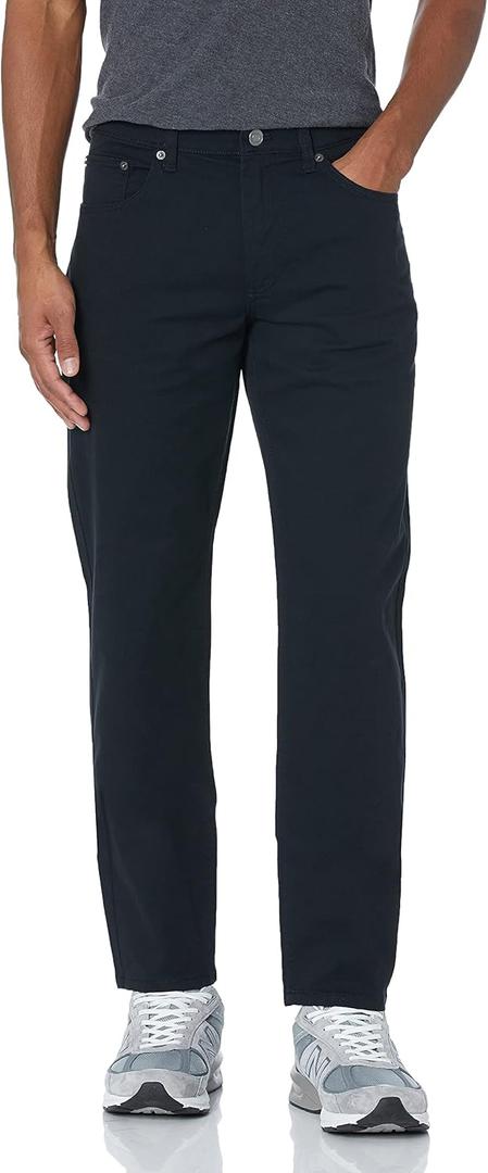 Amazon Essentials Men's Straight Fit 5-Pocket Stretch Twill Pants (32W x 28L, Black)