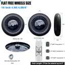 2-Pack of 4.80/4.00-8" Flat Free Tire on Wheel,16"Universal Solid Wheel Barrel Tire,3"-6"Center Hub with 5/8" or 3/4 Ball Bearing,Steel Rim,Ribbed Tread,for Wheelbarrows,Garden and Utility Carts, 4.80/4.00-8 Flat Free Tire Black Rim