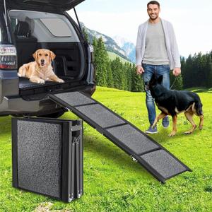 Dog Ramp for Car,MuzeFansi Portable Folding Pet Stair Ramp for Medium & Large & Old Dogs - Up to 220LBS, 63''17'' Large Dog Car Ramp Pet Steps with Non-Slip Surface for Easy Car & Small SUV (63''17'' for Car Small SUV)