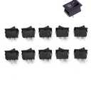 US Ship 10pcs Black Rocker Switch KCD1-101 250V 6A Boatlike Switch 2PIN ON Off