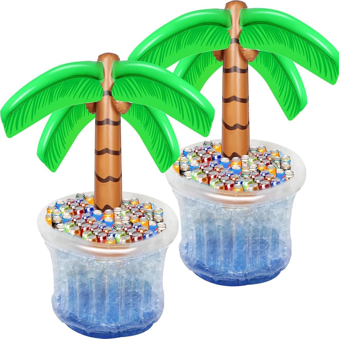 Zcaukya Inflatable Palm Tree Cooler, 60" Blow Up Palm Tree Cooler for Tropical Party Decorations, Hawaiian Party Supplies Pool Decorations