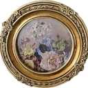 4 Inch Round Shape Resin Photo Frame, Vintage Gold Picture Frame, Photo Tabletop & Wall Display Hanging Display & Home Decor (Gold 2)