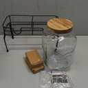 mustry Glass Drink Dispenser for Parties, 1 Gallon Beverage Dispenser with Stand and Spigot Solid Stainless Steel, Used as Lemonade Dispenser Sun Tea Jar Kombucha Jar, Set of 2