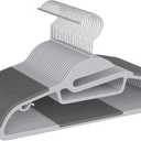 BAGAIL Plastic Hangers 50 Pack with Non-Slip Design,0.2 Inches Thick, 360Swivel Hook Space Saving Organizer for Bedroom Closet,Shirts,Pants(Grey- S Shaped) (Gray)