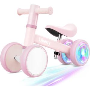 Liberry Baby Balance Bike with Light Up Wheels Age 1 2 3 Years Old, No Pedal 4 Silence Wheel Toddler Bike, First Baby Riding Toy Birthday Christmas Gift for Boys Girls (Pink)
