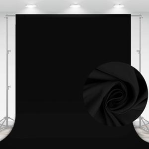 Aimosen 10 x 7 FT Black Backdrop Background for Photography, High-Density Polyester Fabric Pure Black Photo Backdrop Curtain Screen Collapsible Seamless for Photoshoot Portraits Party Video Studio