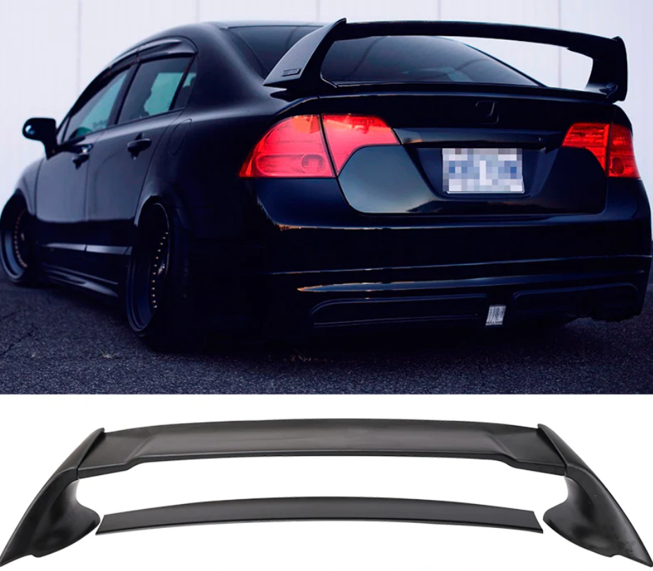 2006-2011 Honda Civic FD2 Mugen Style Unpainted Rear Spoiler Wing ABS, Trunk spoiler ~4' x 7" ( Gloss Black )