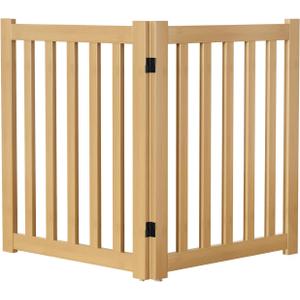 Wooden Freestanding Foldable Dog Gate, 24 Inch Height 2 Panel Pet Gate No Drill for Doorways Stairs, Fully Assembled Indoor Puppy Fence (Wood Color, 40" W x 24" H)