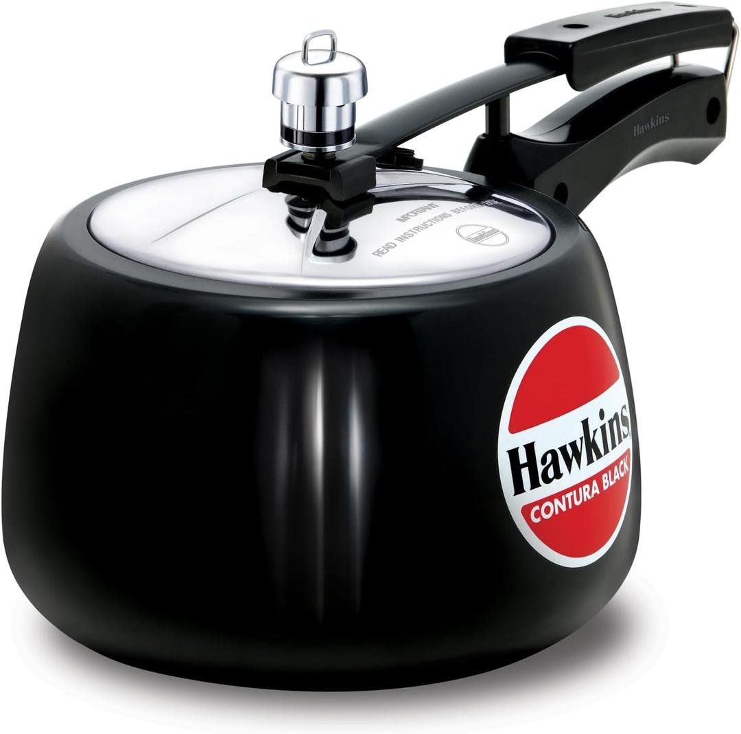 Hawkins 3 Litre Contura Black Pressure Cooker, Hard Anodised Inner Lid Cooker, Handi Cooker, Black (CB30) (3.2 Quarts)