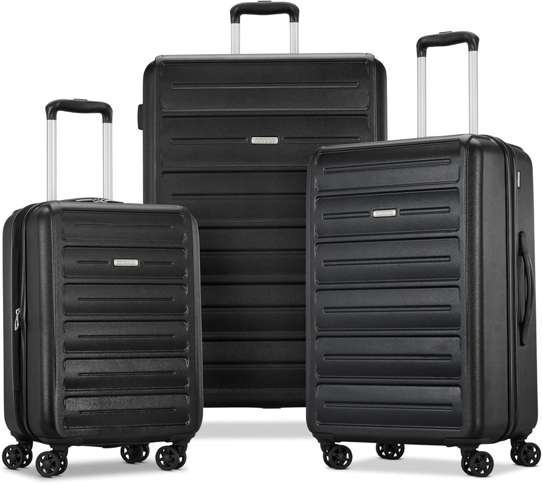 American Tourister Westridge Hardshell Luggage Set - 3 Piece Set - 20" Carry-On, 24 & 28 Checked Luggage Set with 360 Spinner Wheels - Expandable Suitcases for Extended Travel - Black