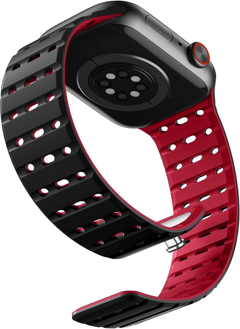 Bandletic Magnetic Watchband Compatible with Apple Watch Bands for Women Men, Rugged Silicone Sport Replacement Strap for iWatch 42mm(Series 11/10), 41mm(9/8/7), 40mm(SE3/SE2/SE/6/5/4), 38mm(3/2/1)