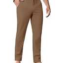 JWM Linen Dress Pants for Men Summer Casual Beach Lightweight Comfy Trousers Travel Vacasion Pants with Zipper Pocket 30" 32" Dark Khaki Size 40