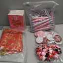 24 Sets Valentine's Day Gift Bulk Heart Ballpoint Pens Gnomes Figurines Brooch Pins Notebooks with Organza Bags, Retractable Black Ink Pens Red Pink Gift for Valentine's Day Party Favors Office