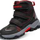 Littleplum Boys Snow Boots Winter Waterproof Antiskid Boots Hiking Outdoor Shoes Booties for Unisex Kids (Little Kid/Big Kid) (8065/Black Red)