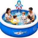 8FT Giant Inflatable Shark Sprinkler Pool for Kids & Adults - Summer Backyard Garden Water Play Center with Sprinkler, Reusable Wading Pool for Family Outdoor Fun