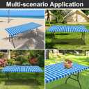 Spotjoy Rectangle Vinyl Table Cloth, Waterproof Elastic Fitted Tablecloth with Flannel Backing, Plastic Table Cover for Picnic, Camping, Outdoor (Blue & White, 30"x48")