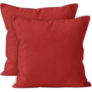 Encasa XO Throw Pillow Covers 18x18 in Set of 2 Rich Maroon | No Inserts | Cotton Pillow Covers for Living Room, Bed, Sofa, Couch | Decorative Cushion Covers with Improved Zippers (18" x 18" (Pack of 2))