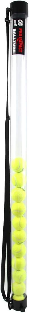 Pro Impact Tennis Ball Hopper with Shoulder Strap - Lightweight & Durable Ball Picker - Holds 18 Balls - Perfect for Tennis Players, Coaches, and Trainers (Clear)