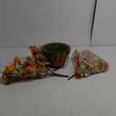 HyeFlora Artificial Fake Hanging Mums Plants Flowers Basket for Fall Autumn Outdoor Decor, Faux Silk Orange Dasiy Flower Look Real UV Resistant for Outside Porch Home Patio Garden Decoration