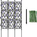 Garden Trellis for Climbing Plants Outdoor 5.25 FT, Plastic Coated Iron Pipe Metal Support Wall Tall Plant Trellis Fence with 20 Ties for Ivy Vines Rose Black