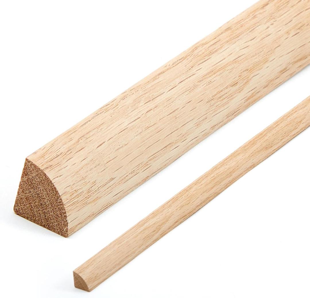 DoubleFill 2 Pack Red Oak Quarter Round Molding Trim 47'' × 3/4" × 3/4" Unfinished Solid Hardwood Quarter Round Moldings for Floors, Baseboards, Cabinets, DIY Projects
