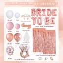65 Pcs Rose Gold Bridal Shower Decorations,White Pink Rose Confetti Balloons,Bride To Be Banner,Fringe Curtains,Bridal Veil,Bride Sash and Crown hairband for Bachelorette Party Decor (Rose Gold)