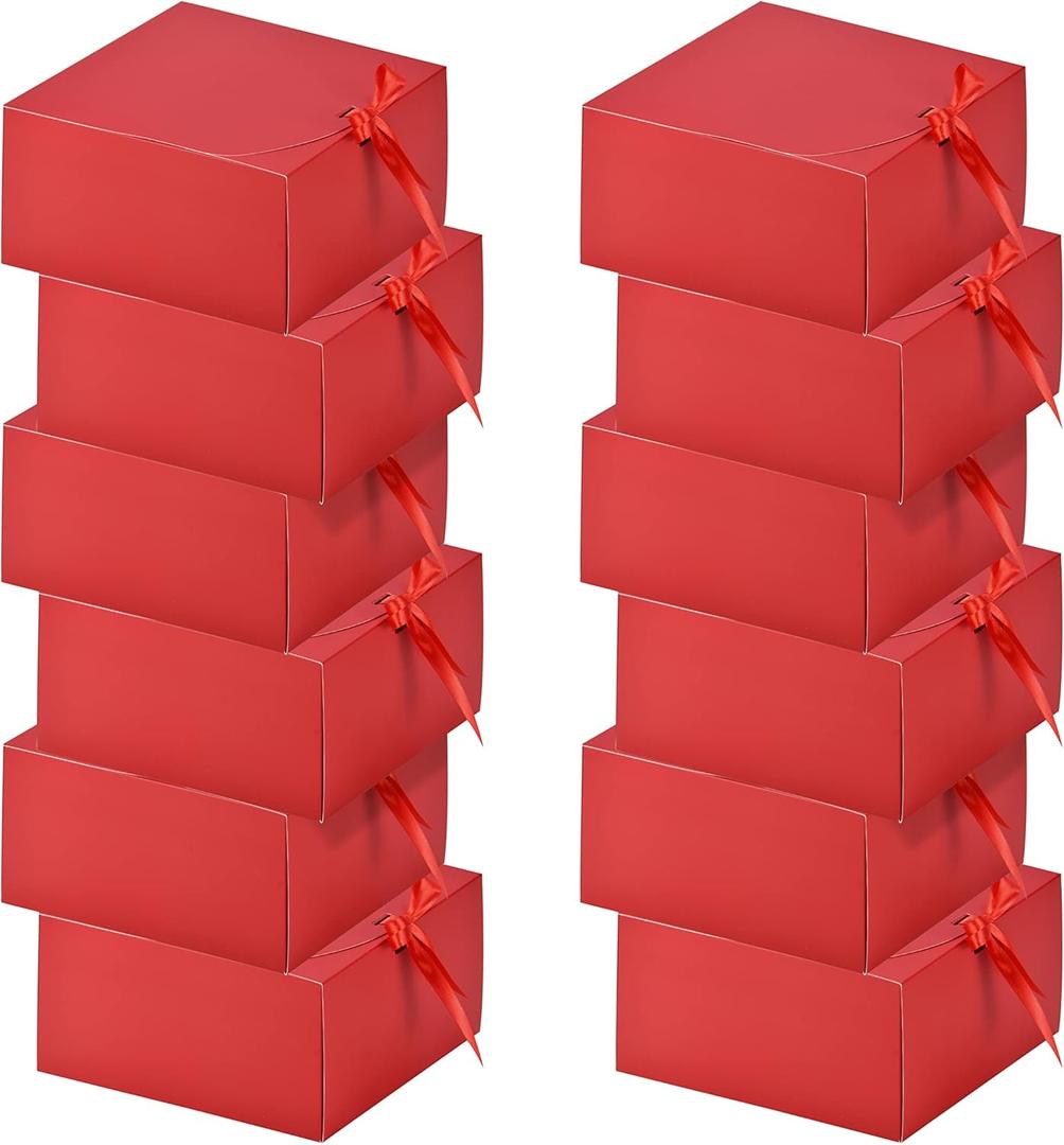 HUAPRINT 12 Sets Red Gift Boxes with Lids,8x8x4 inches Gift Paper Box Wrap for Bridesmaid Proposal, Wedding, Packaging, Present, Birthday, Cupcake Boxes, Crafting, Valentine's Day