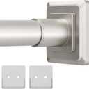 Brushed Nickel Tension Curtain Rod Shower Curtain Rods 30-76In Spring No Drilling or Screw Installation Adjustable Shower Rod for Bathroom Shower Bar for Closet Kitchen with Brackets