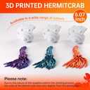 GemmiCho 3D Printed Animals, 7.8" 3D Printed Hermit Crab with Shell, 3D Printed Toys for Stress Relief, Animals Figurines Fidget Crab Toy for Boys Kids Teen 5-7 4-6 8-12 (Red)