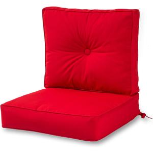 Greendale Home Fashions Outdoor Sunbrella Premium Deep Seat Cushion, 2 Piece Set, Canvas Jockey Red