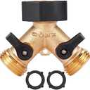 Sanpaint Garden Hose Splitter 2 Way Heavy Duty, Y Connector Brass Garden Hose Adapter, Hose Bib Splitter with 2 Extra Rubber Washers