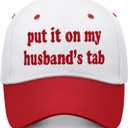 Put It on My Husbands Tab Hat, Funny Vintage Trucker Hats Adjustable Cap for Men Women Classic Baseball Caps (White)