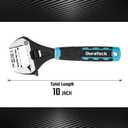 DURATECH 10-Inch Adjustable Wrench, Wide Jaw Opening Plumbing Wrench, CR-V Steel, SAE and Metric Scale Marked, Ergonomic Grip (Black & Blue)