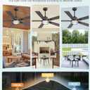 52" Outdoor Ceiling Fans with Lights, Gazebo Hanging Fan with 3CCT Remote Control 6-Speeds DC Motor,IP65 Waterproof Ceiling Fan for Patio Porch Pergola(Oil-Bronze)