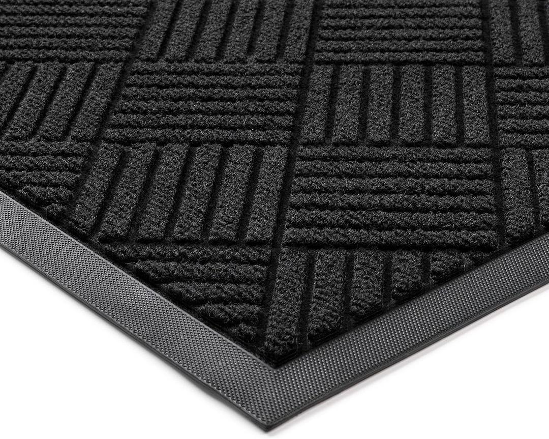 100pointONE Front Door Mat, Heavy Duty Indoor Outdoor Doormat, 48" x 24" Low Profile Outdoor Mats for Home Entrance, Stain and Fade Resistant Welcome Mat Ideal for High Traffic Area, Diamond Black