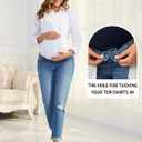 Women's Maternity Jeans Comfy Stretch Boyfriend Jean Over Belly Ripped Denim Pregnancy Pants (Blue, XL)