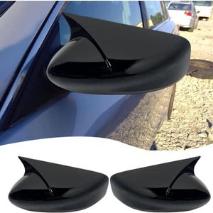 MUXEE 2PCS New Sports Rear Mirror Cover Caps for Nissan Altima 2013-2018 ABS Side Door Wing Mirror Cap Covers Exterior car Accessories -Bright Black（Without Turn Signal Cutout）