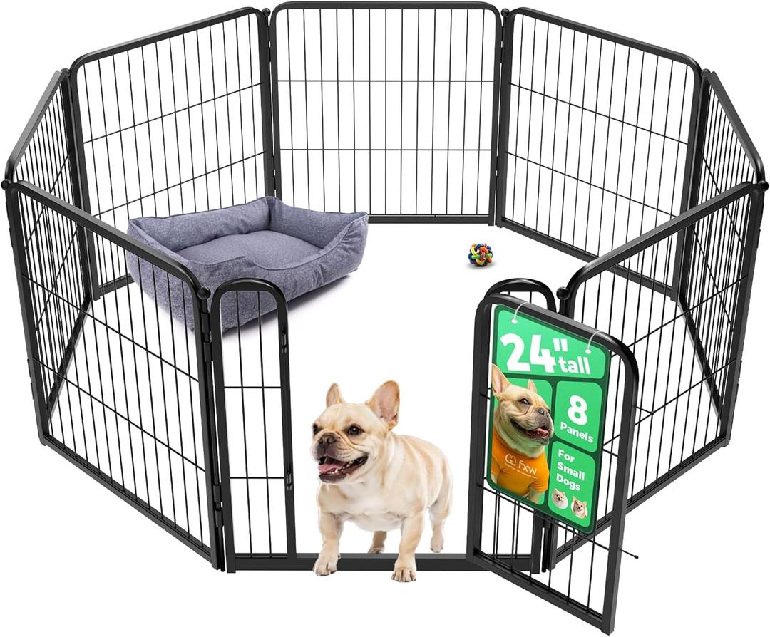 FXW Homeplus Unleashed Indoor Dog Playpen - Stress-Free and Safe Play, Heavy Duty 24 Inch 8 Panels Dog Pen for Puppy and Small Dogs, BlackPatented