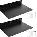 2 Pack Heavy Duty Metal Floating Shelves (12 x 8)  Industrial Black Wall Mounted Shelves for Modern Home & Office Storage