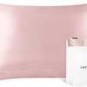 LILYSILK 100% Silk Pillowcase 1PC 25MM Pure Bed Pillowcase for Hair & Skin Oxford Envelope DoubleSides Charmeuse Silk, Rosy Pink Standard 20x26 inches