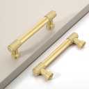 10 Pack 3.75"(96mm) Brushed Gold Cabinet Pulls Knurled Kitchen Cabinet Handles Drawer Pulls Cupboard Hardware for Cabinets