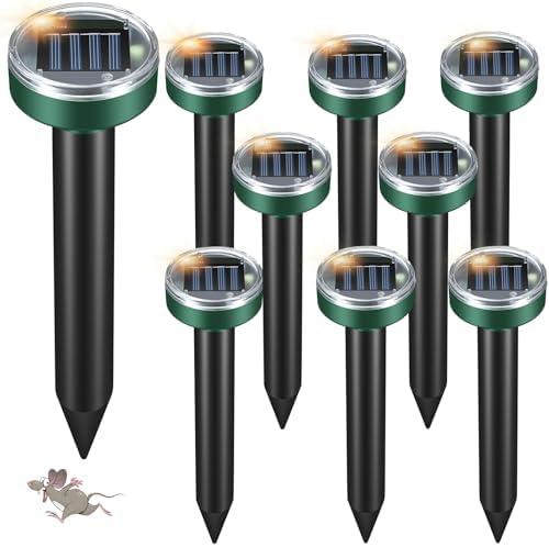 Mole Repellent for Lawns - Gopher Repeller Ultrasonic Solar Powered Vole Repellent Outdoor Waterproof Rat Deterrent Spikes Repellent Snake,Chipmunk,Groundhog,Sonic Mole Stakes for Garden,Yard