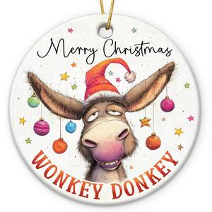 2 x Donkey Christmas Ornament 2025 - Funny Donkey Ornaments for Christmas Tree, Farm Animals Ornament, Donkey Ornament for Animal Lovers, Gift for Boys, Girls, Neighbors and Friends