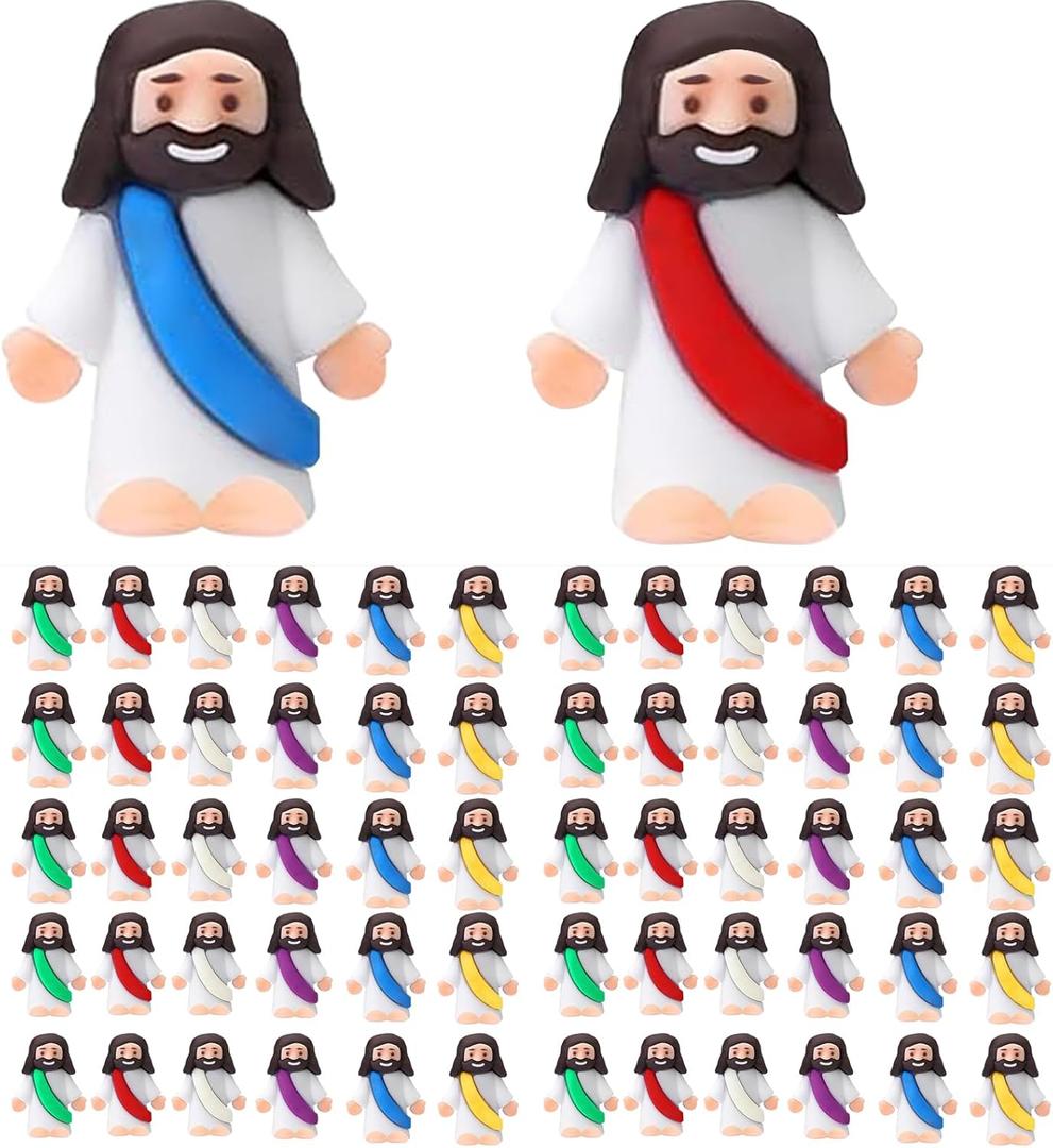 AKFAHOIF Mini Jesus Figures, Set of 60pcs Action Figures Little Jesus Figures, Tiny Jesus Figures to Hide and Seek Religious Gifts for Easter Egg Stuffers (Mix)