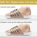 GPOS Womens Slides with Memory Foam Soft Cushioned Cozy House Slippers for Woman Comfy Open Toe Ladies Sandals Leather Slip on Bedroom Shoes Plantar Fasciitis Indoor Outdoor (Gold, M)