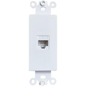 1 Port CAT6 Ethernet Wall Plate Insert - CAT 6 RJ45 Jack Insert Cover Plate for Midsize/Oversize Decorator Wallplate - White