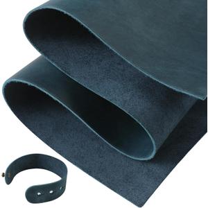 RingSun 24''X24'' Blue Leather Sheets for Crafts (2mm), Full Grain Leather Tooling Leather