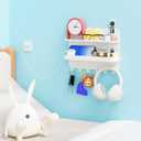 Floating Shelves for Bedside Shelf, Cute Decor for Teen Girls, Metal Organizer with 22 Lbs Load Capacity & 2-in-1 Adhesive & Drill Installation, Wall Storage for Bedroom, Dorm (White, 1 Pack)